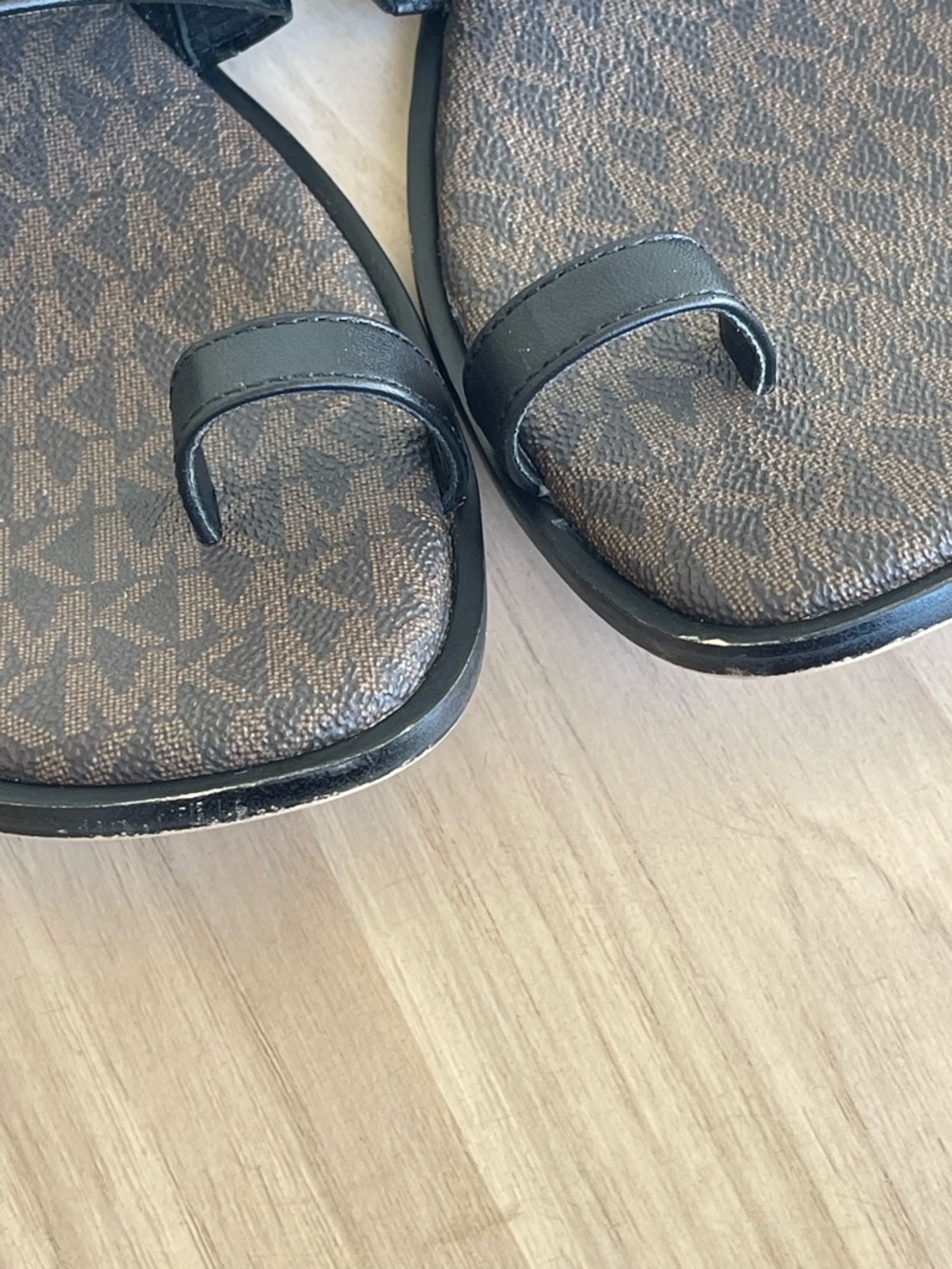 Michael Kors Black Slides with Gold MK Emblem - Picture 8 of 13